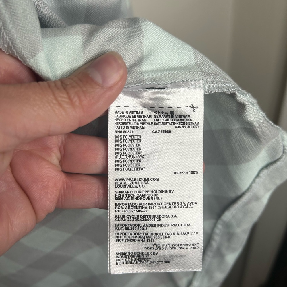 Pearl Izumi Women’s Rove Long Sleeve Flannel Button Up Ice Blue / Fog Plaid Sz M - Picture 13 of 15